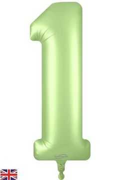 Oaktree 34inch Number 1 Satin Pastel Pistachio - Foil Balloons